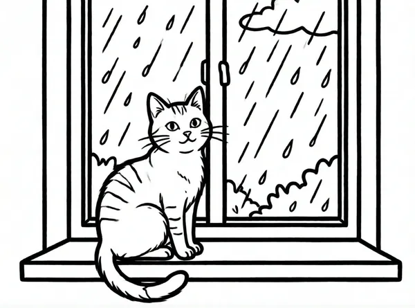 gato mirando la lluvia