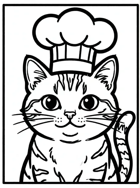 gato chef con gorro blanco