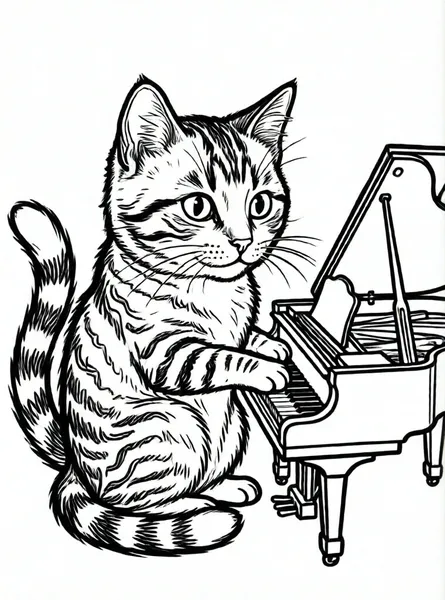gato tocando el piano