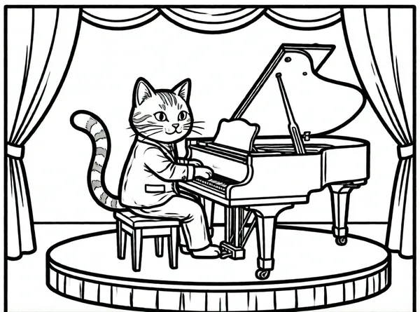 gato tocando el piano