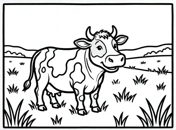vaca feliz en el campo