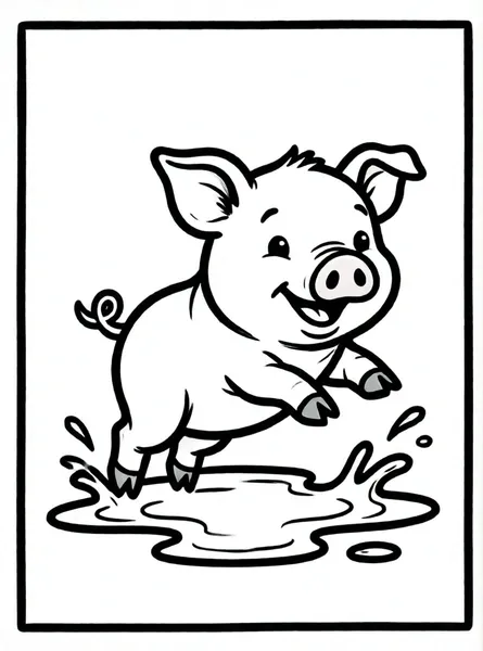 cerdito saltando en el lodo