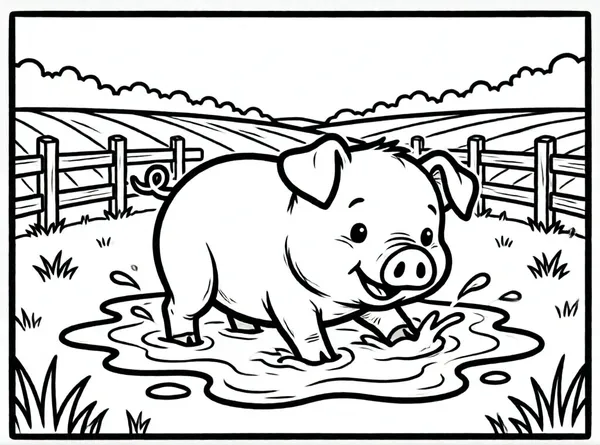cerdito saltando en el lodo