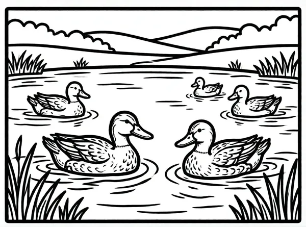 patitos nadando en estanque