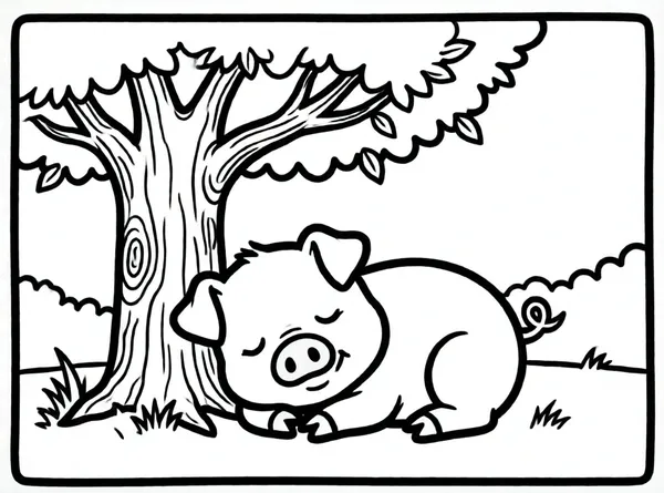 cerdito durmiendo muy feliz