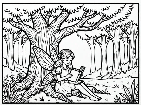 hada leyendo bajo árbol