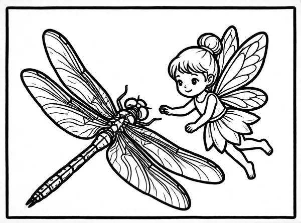 hada volando junto a libélula