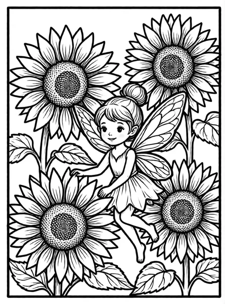 hada entre girasoles gigantes