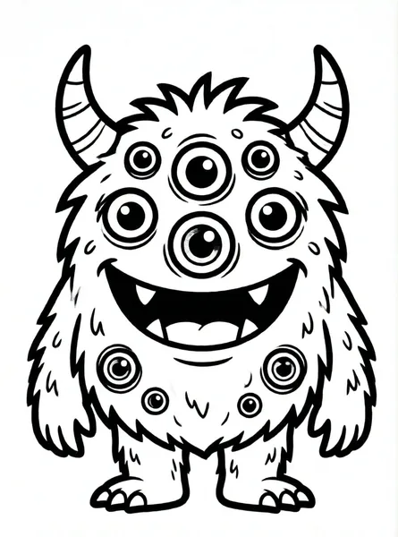 monstruo divertido con muchos ojos