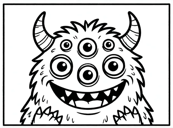 monstruo divertido con muchos ojos