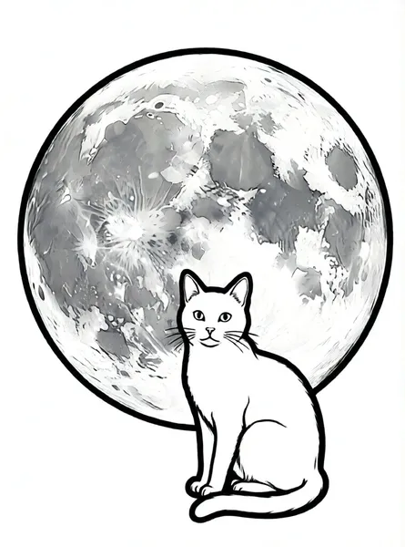 luna llena y gato negro