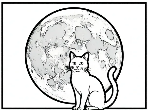luna llena y gato negro
