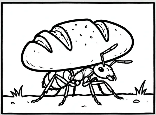 hormiga cargando una migaja