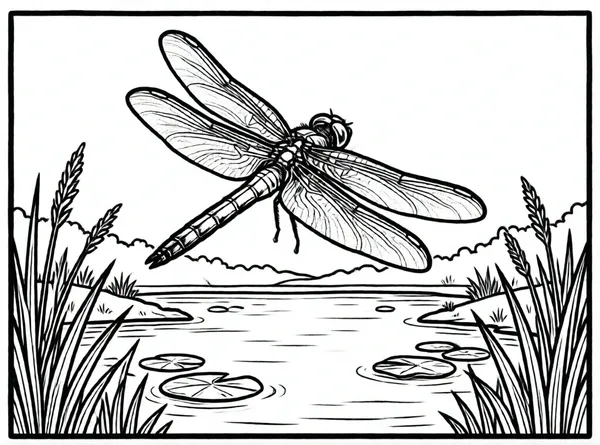 libélula sobre el agua