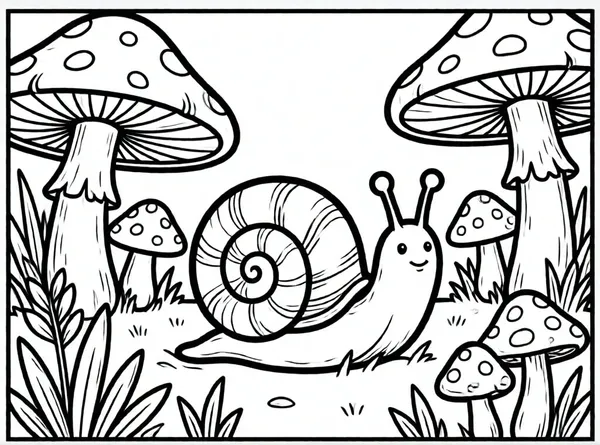 caracol en un hongo