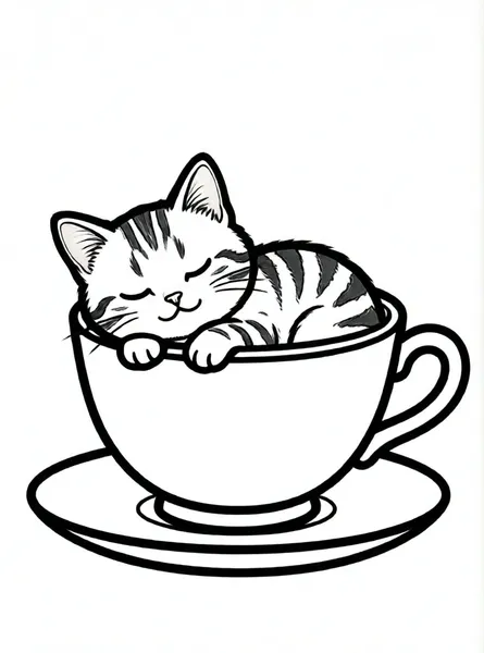 gato durmiendo en una taza