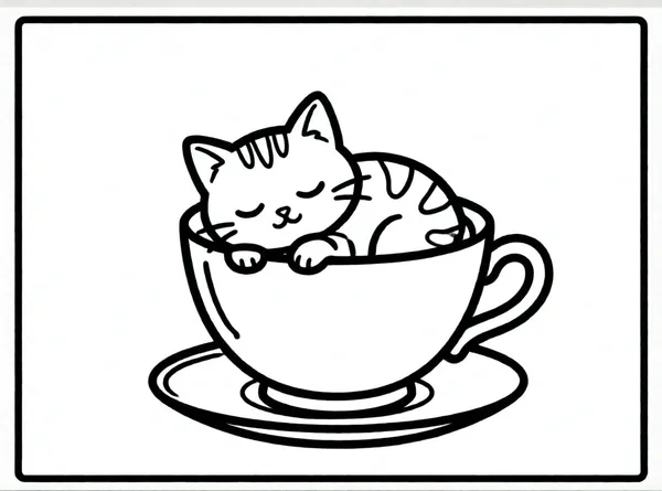 gato durmiendo en una taza