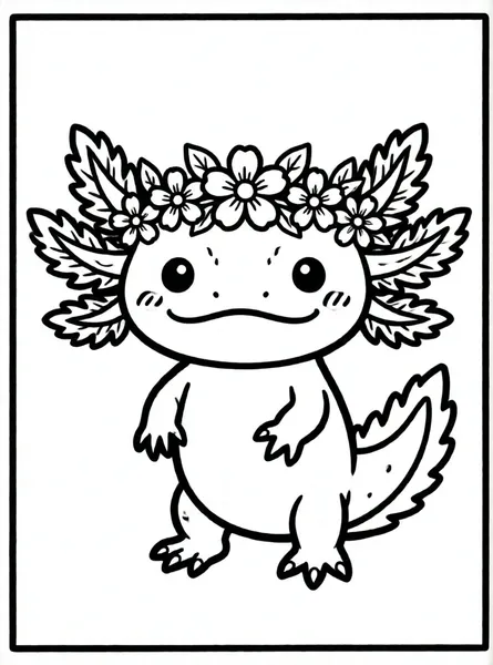 ajolote con corona de flores