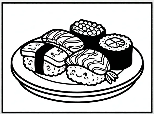 sushi con caritas felices