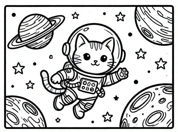 gato astronauta en el espacio