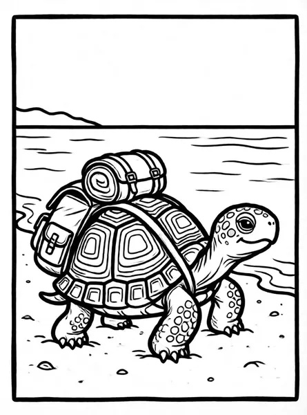 Traveling Turtle drawing to color and print for free