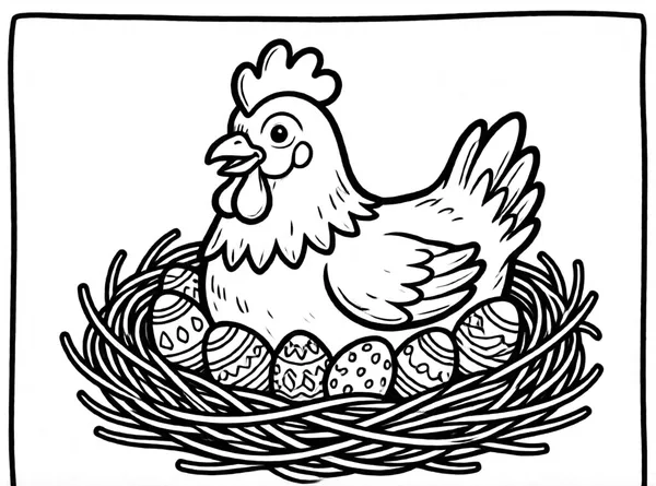Dibujo de gallina huevos colores para colorear e imprimir gratis