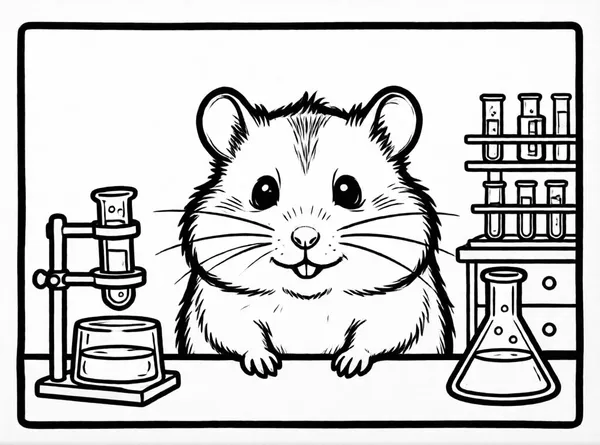 Hamster Lab drawing to color and print for free