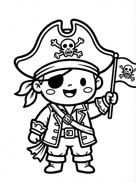 Kawaii Pirate drawing to color and print for free