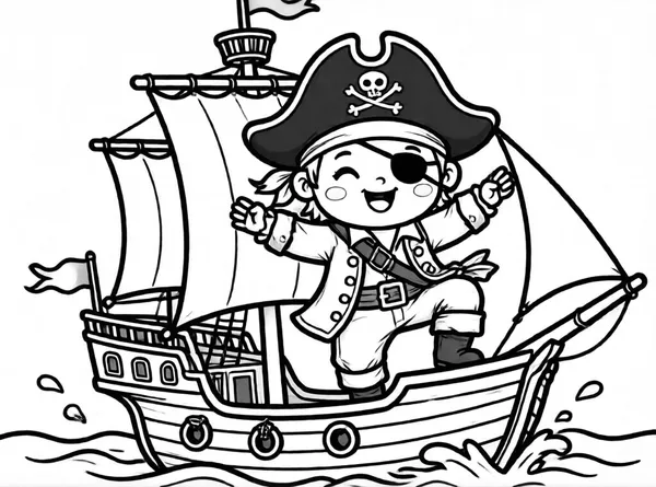 Happy Pirate drawing to color and print for free