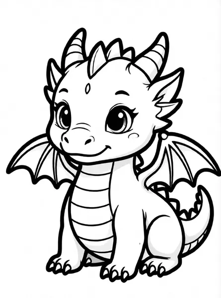 Baby Dragon drawing to color and print for free