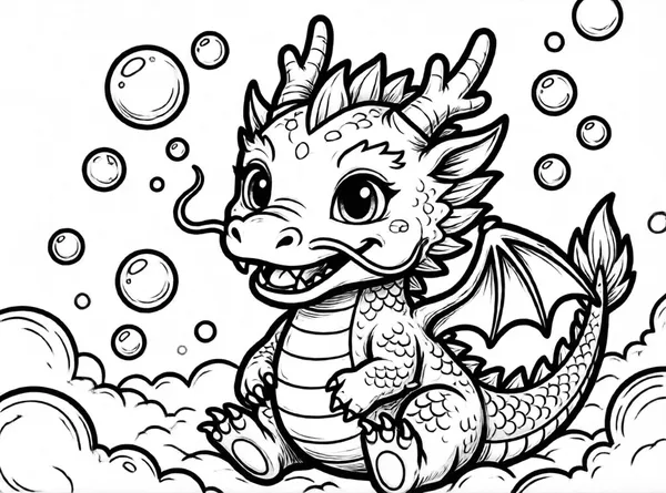Baby Dragon drawing to color and print for free
