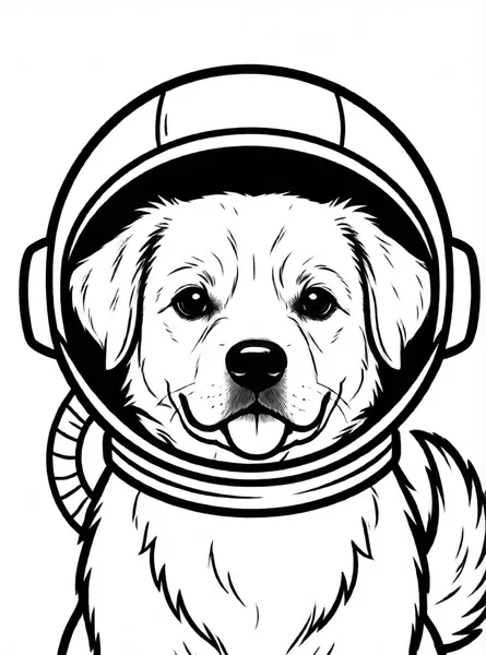 Astronaut Dog drawing to color and print for free