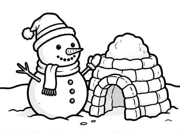 Dibujo de hombre nieve para colorear e imprimir gratis