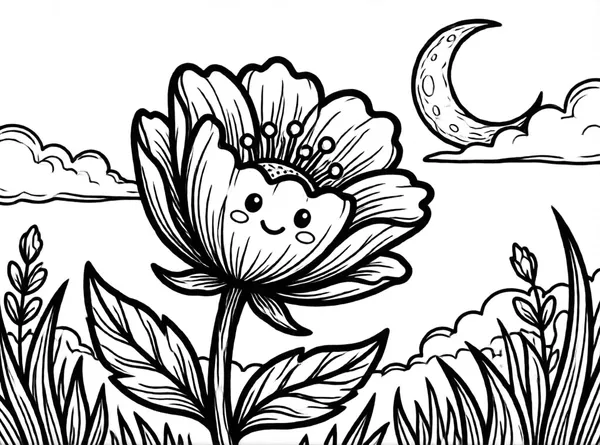 Dibujo de flor nocturna para colorear e imprimir gratis