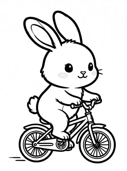 Bunny on a Bicycle drawing to color and print for free