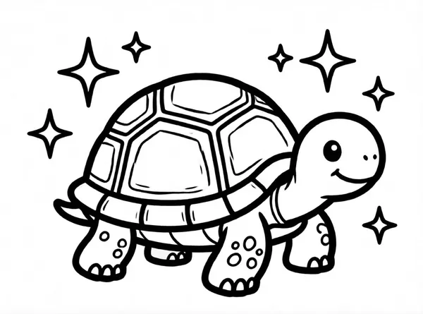Dibujo de tortuga con estrella para colorear e imprimir gratis