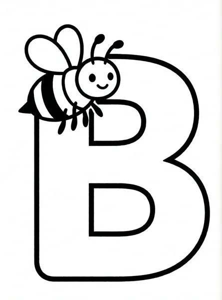 letra b con abeja feliz