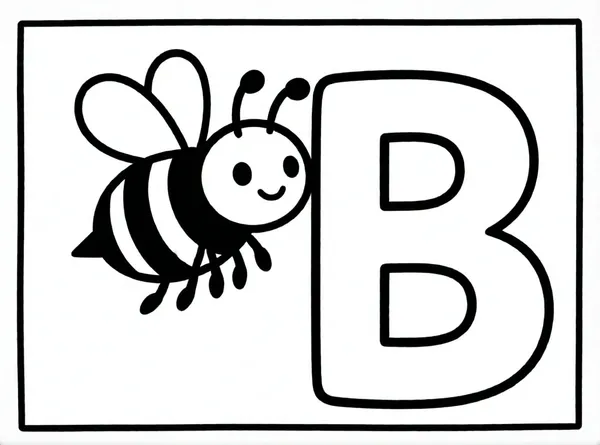 letra b con abeja feliz