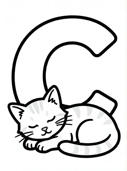 letra c con gato dormido