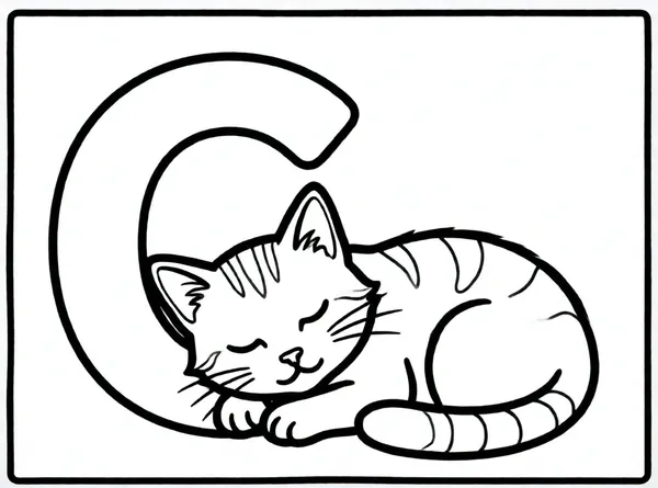 letra c con gato dormido