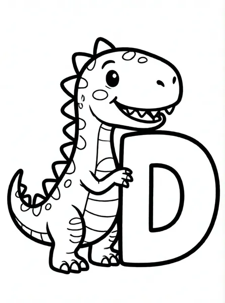 letra d con dinosaurio amigable