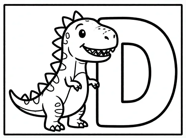 letra d con dinosaurio amigable