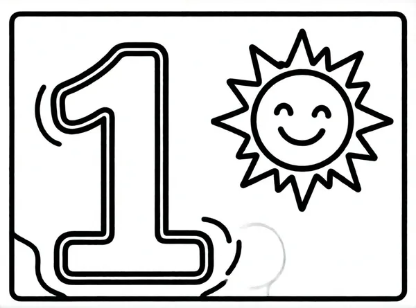 numero uno con sol radiante
