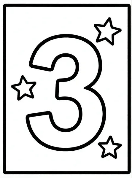 numero tres con estrellas