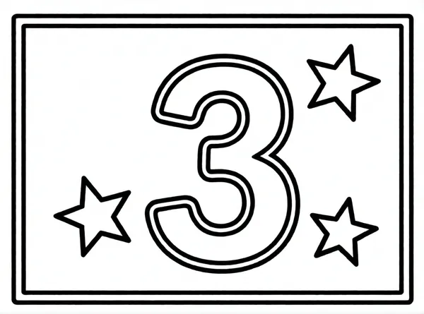 numero tres con estrellas