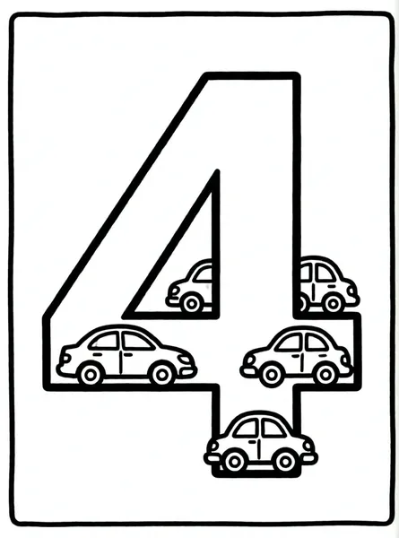 numero cuatro con coches