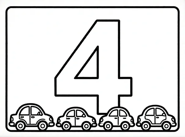 numero cuatro con coches