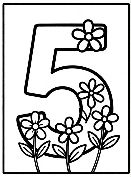numero cinco con flores