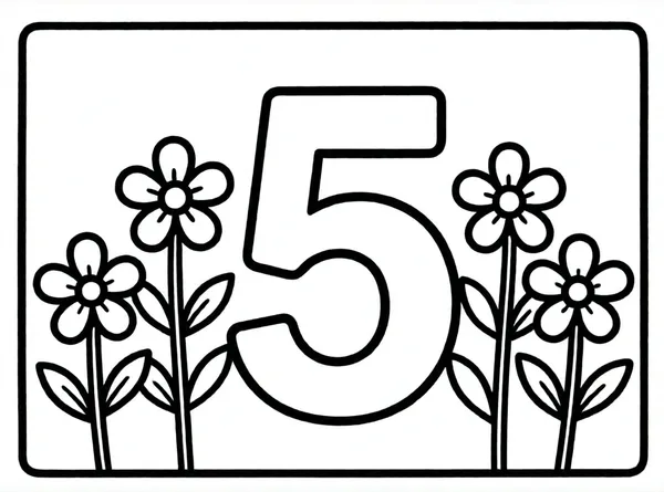 numero cinco con flores