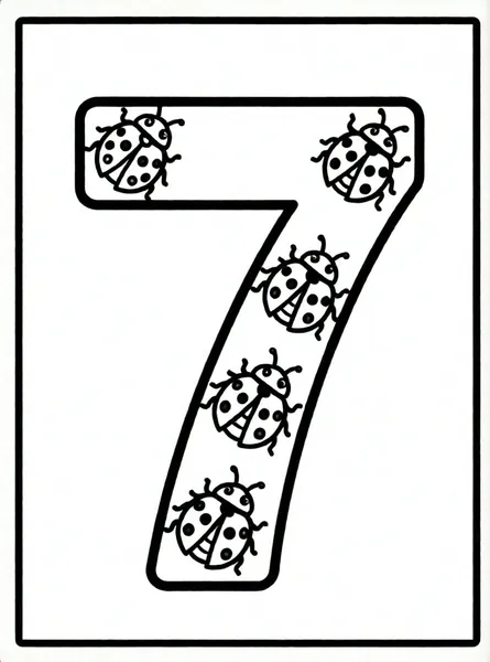 numero siete con mariquitas
